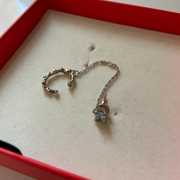 FARIS x SSENSE Exclusive Silver & Blue Topaz Single Earring - Picture 4 of 5